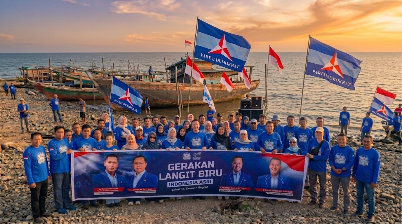 Demokrat Meranti Bersihkan Pantai Dorak, Muzamil: Menjaga Lingkungan Tanggung Jawab Bersama